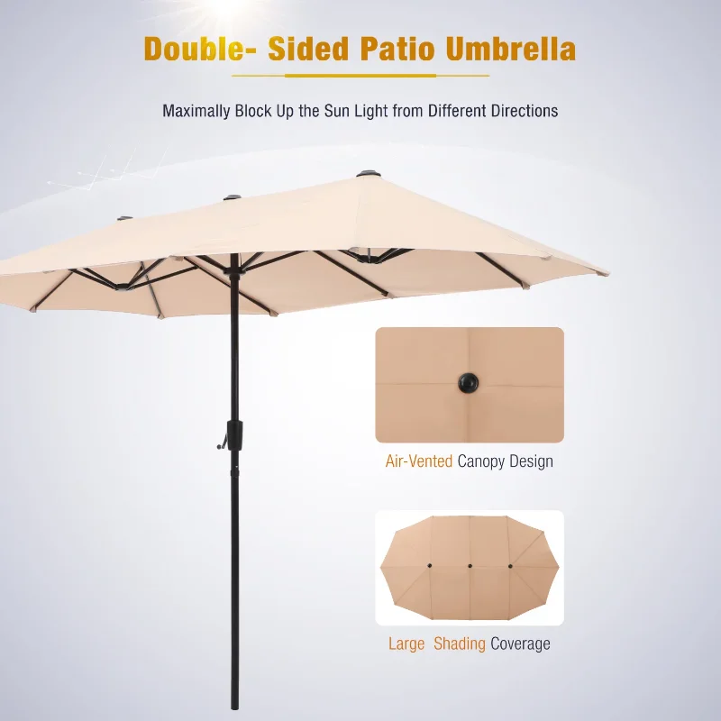 MF Studio 13 ft duży parasol Patio dwustronny parasol targowy