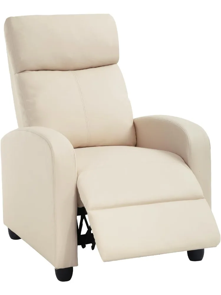 Recliner Chair for Living Room Home Theater Seating Single Reclining Sofa Lounge with Padded Seat Backrest (Beige)