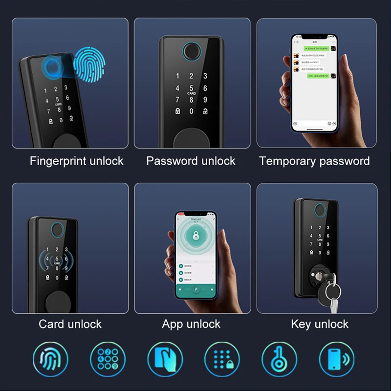 Tuya WiFi Smart Door Lock Keyless Entry Fingerprint Electronic Digital Lock TTlock App/Password/IC Card Unlock For Wooden Door