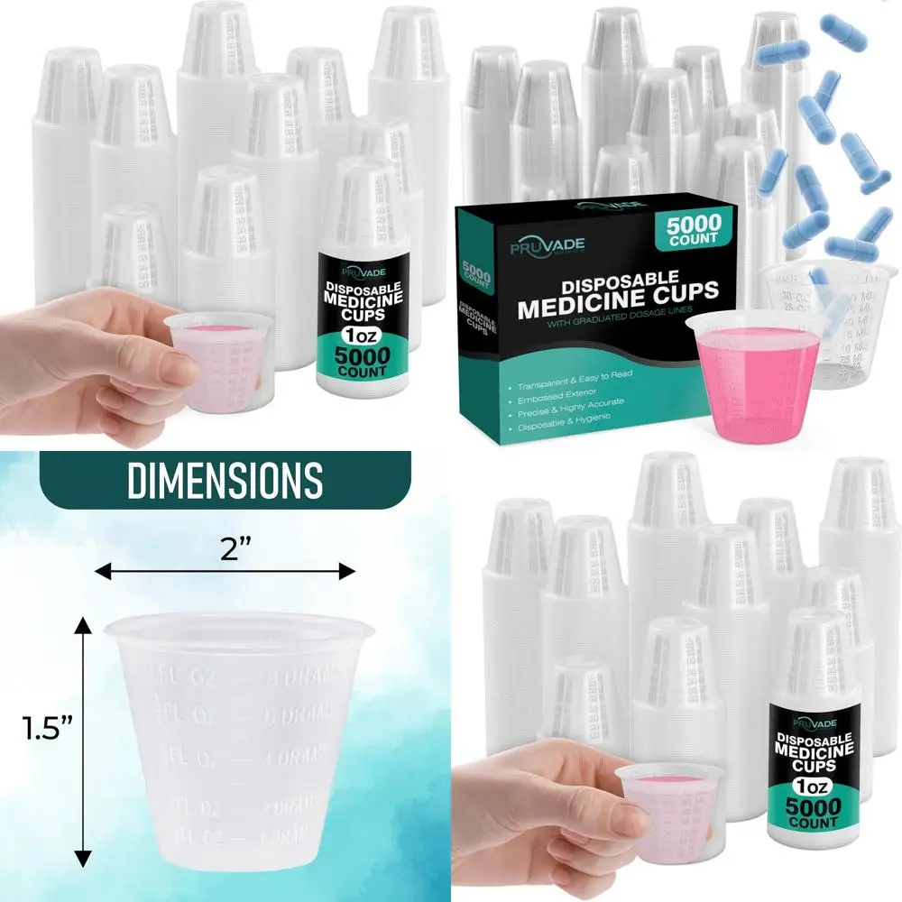 

Одноразовые пластиковые стаканчики для лекарств объемом 1 унция с разметкой дозировки для таблеток, жидкостей и смешивания смол — идеально подходят для домашнего использования, медицинского применения и...