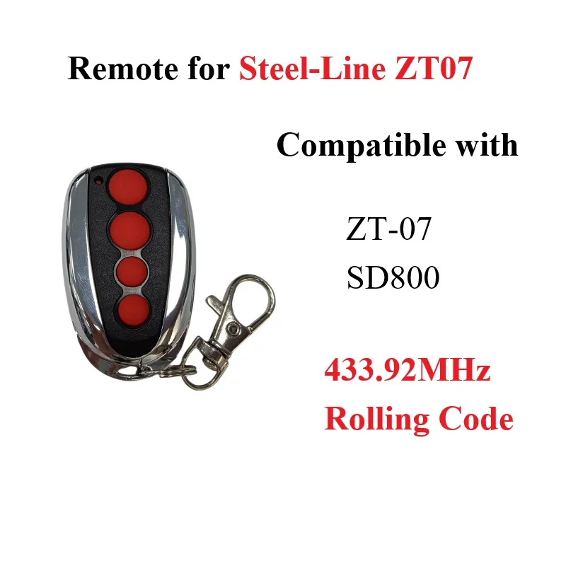 Imagem -02 - Garagem Porta Controle Remoto Metal e Abs Substituição Portão Transmissor Rolling Code Botões Linha de Aço Zt07 Sd800 433.92mhz