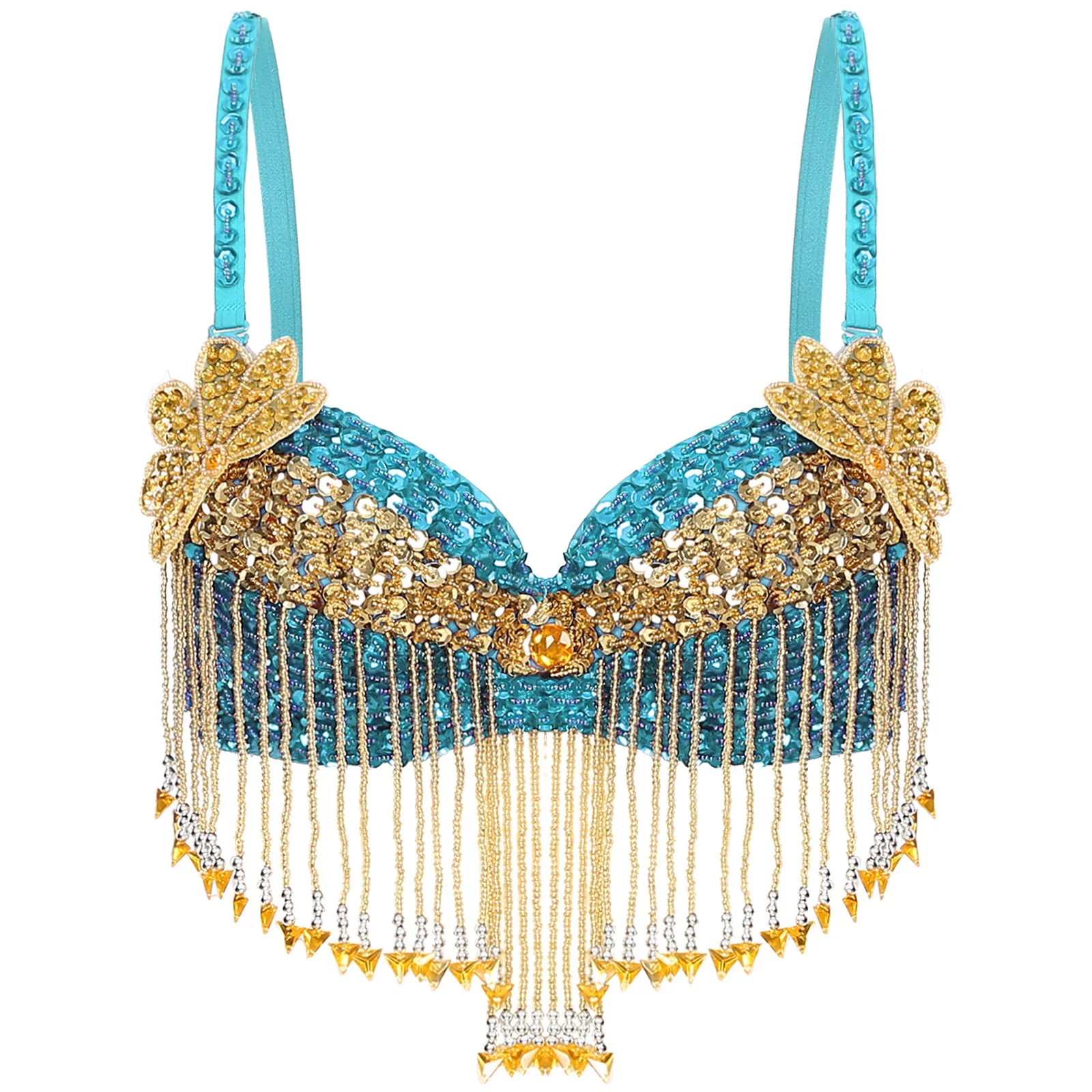 Damskie topy do tańca brzucha z cekinami, na rave, festiwal, imprezę, do klubu, zdobione koralikami i frędzlami, biustonosze, kostiumy na Halloween, do występów tanecznych na scenie.