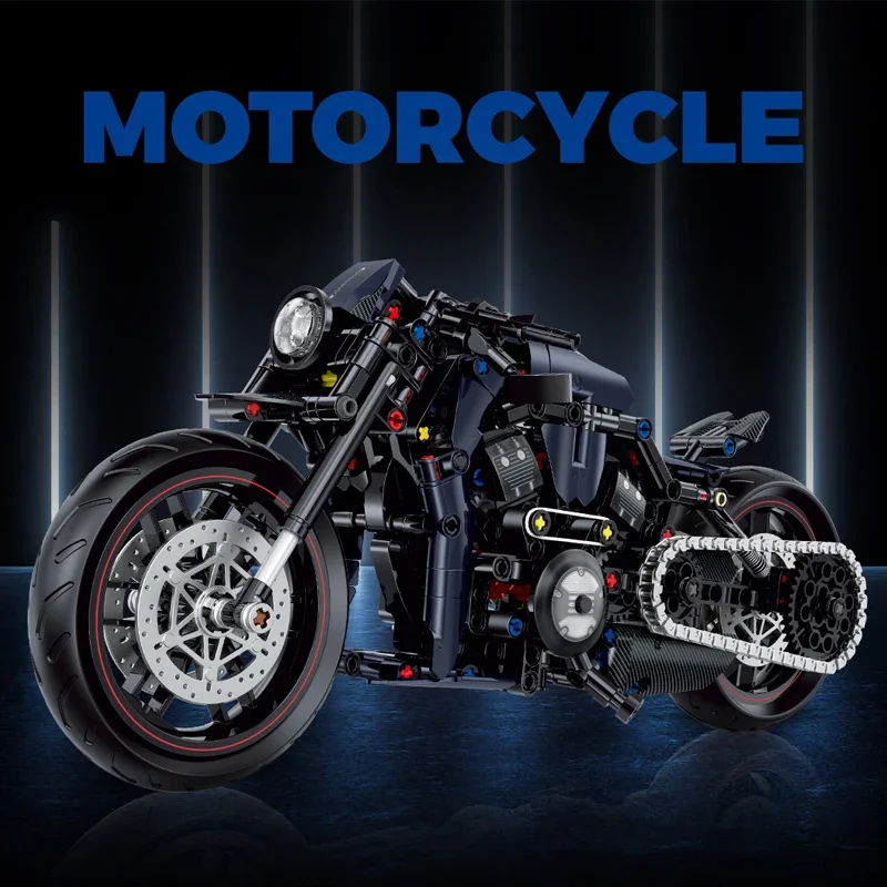 New 1:8 Night Racer Motorbike Building Blocks Sets MOC Bricks Motorcycle Model Christmas Gifts for Boys Kids Children 500+pcs