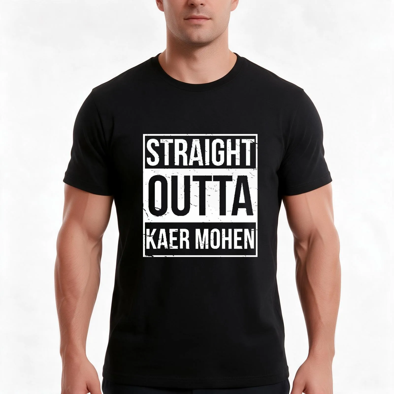 Straight outta Kaer Mohen T-Shirt, Summer Casual Cotton Tee, Oversized Streetwear Tops, Vintage Graphic Print, Unisex Men Women