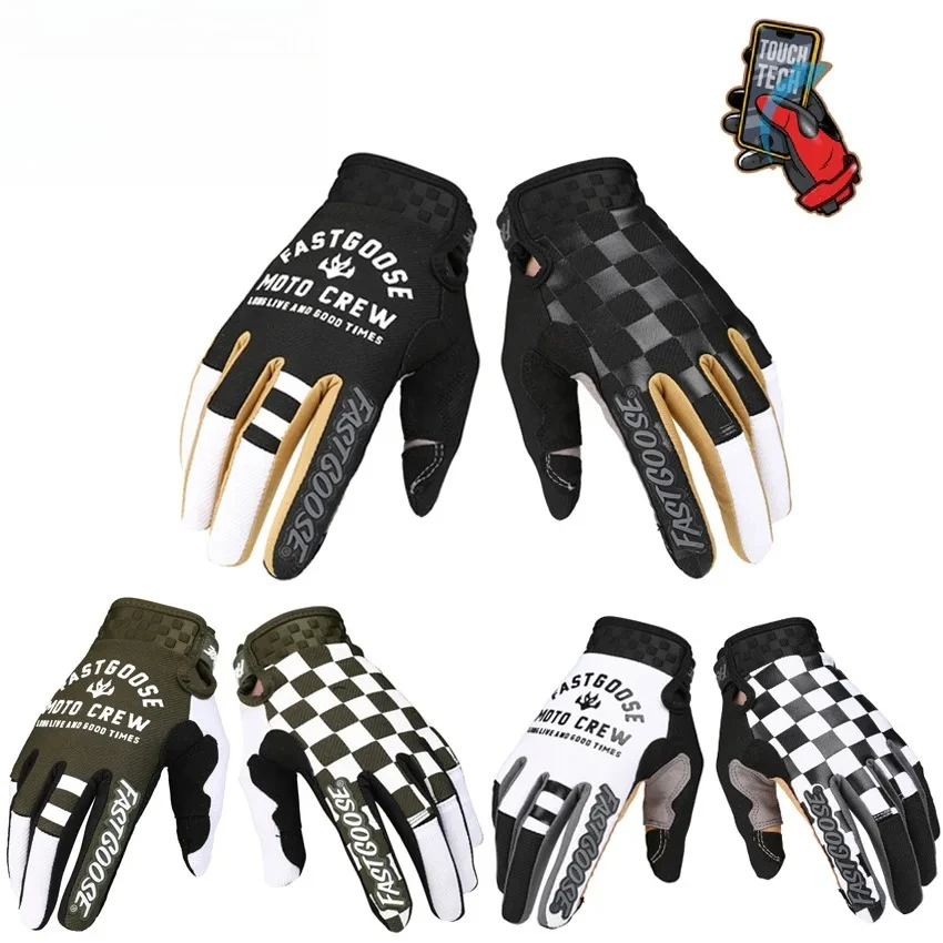 

Motocross Off Road Racing Gloves Retro Rider Motorcycle Long Finger Touch Screen Mountain Bike Cycling Riding Gloves