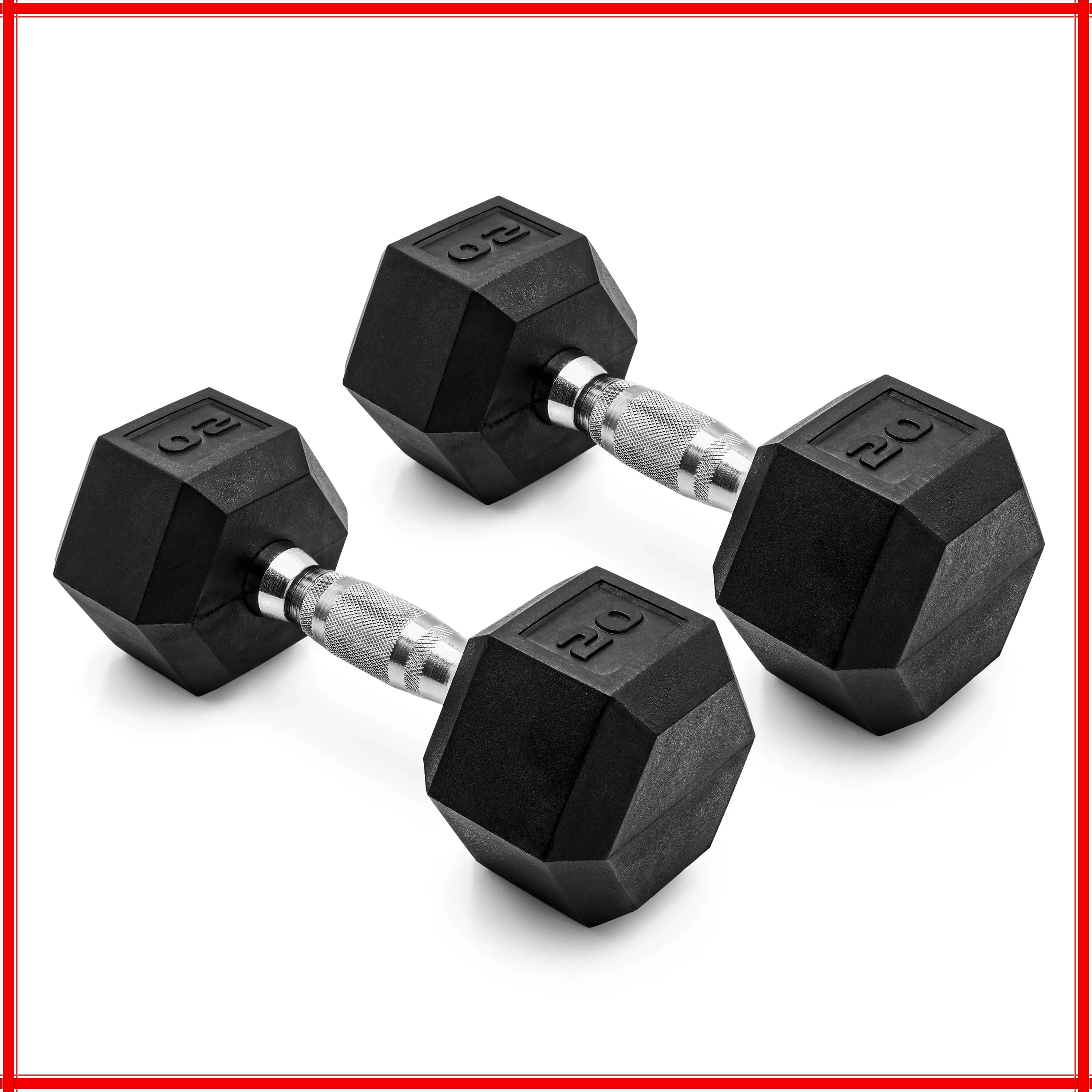 

Anti-Roll 20lb Hex Dumbbell Pair Coated Rubber, Non-Slip Grip for Home Gym Fitness & Strength Training Sessions
