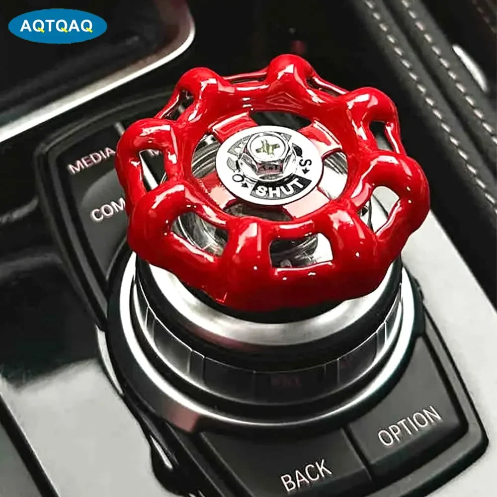 Car Knob Decor, Metal Handwheel Car Interior Car Center Console Button Valve Decoration for Shift Knob Cover, Volume Knob Switch