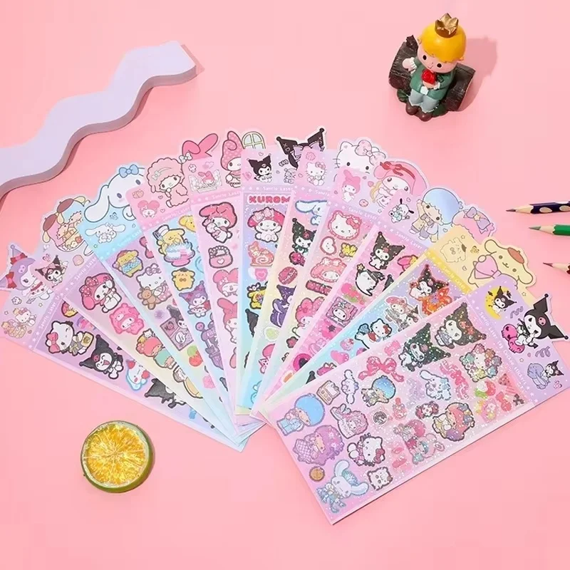 

20/60/100 шт. Наклейки милые Hello Kitty, Cinnamoroll, Kuromi, My Melody, детские стикеры, декоративные наклейки для рукоделия, оптовая продажа, игрушки