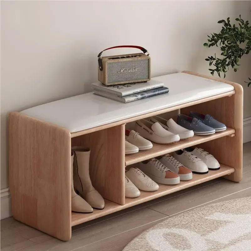 Solid Wood Shoes Changing Stool Doorstep Can Sit Long Bench Shoe Cabinet Household Entrance Door Shoe Wearing Stools Shoe Racks