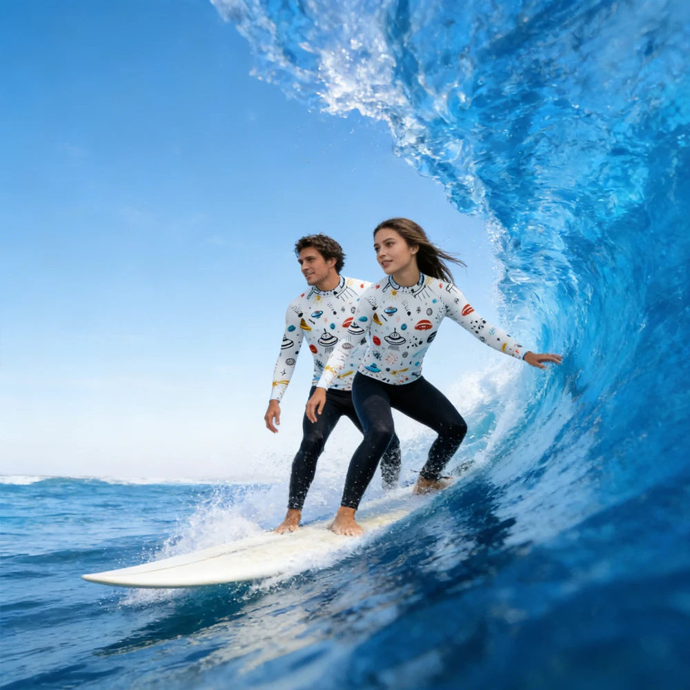 

High Quality Breathable Quick Dry Surfing Suit, Moisture Wicking Long Sleeve Rashguard for Men Women, Ideal for Sea Surfing Beac