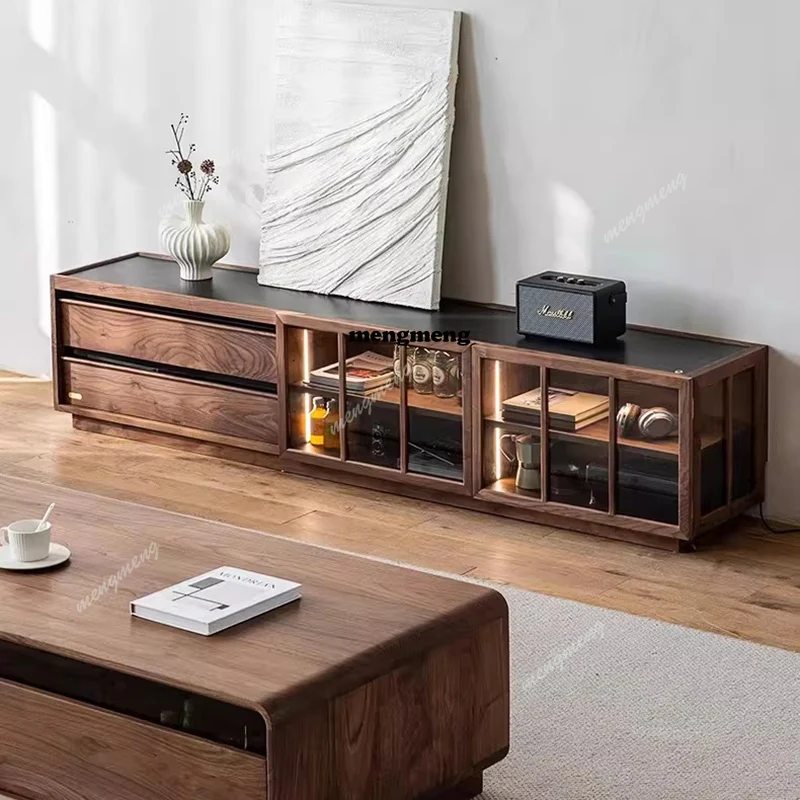 

Marble European coffee table dark French solid wood carving flower old coffee table TV cabinet combination set