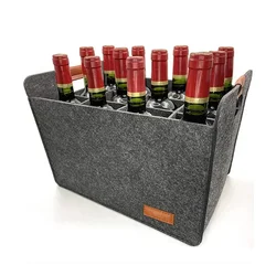 Felt Wine Storage Bag Large Capacity Foldable 12 Bottles of Wine Bottle Rack with Handle Party Champagne Beer Storage Bag