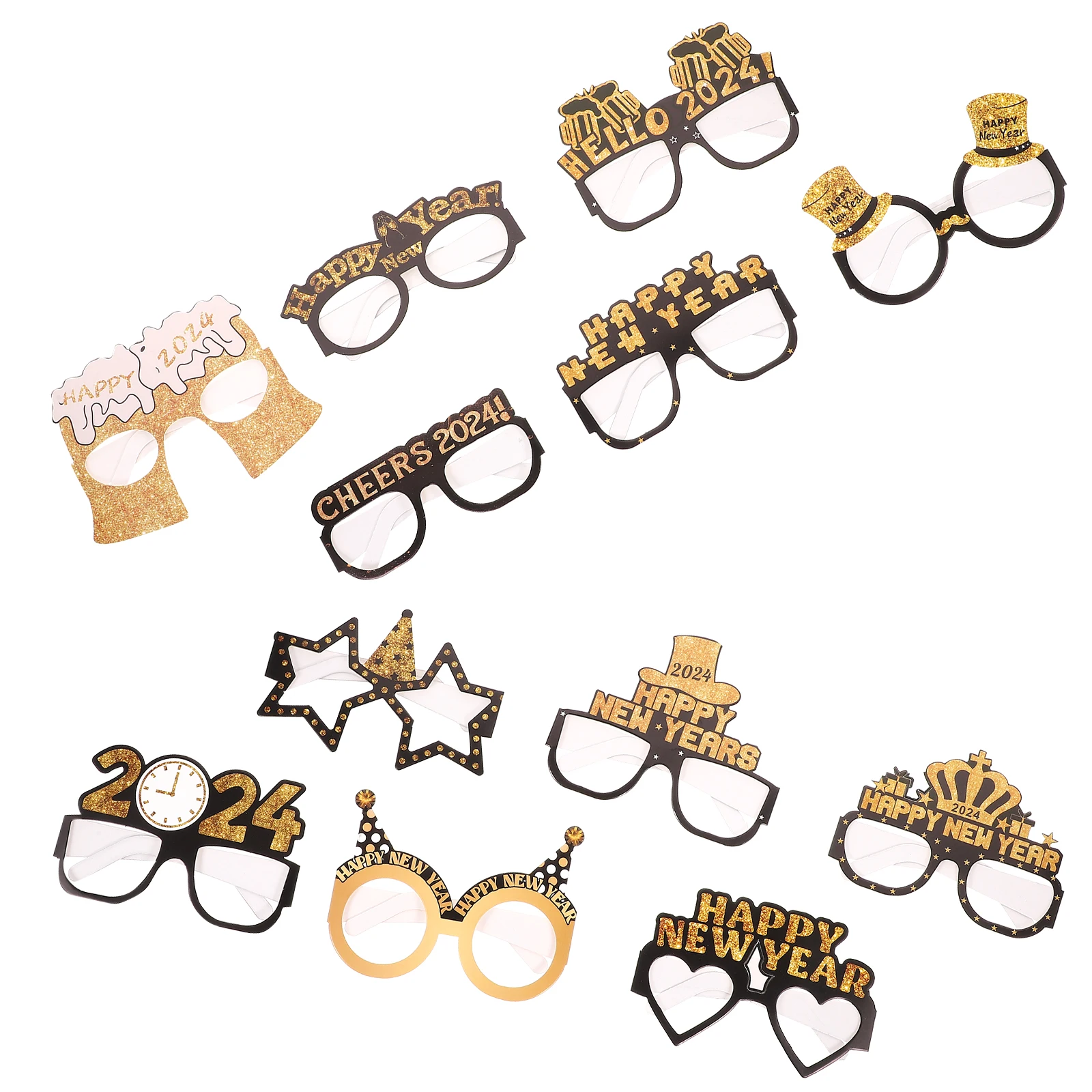 

2Sets Funny New Year Glasses 2024 Paper Frames Party Photo Props Creative Eyeglasses Party Supplies New Year Glasses for 2024
