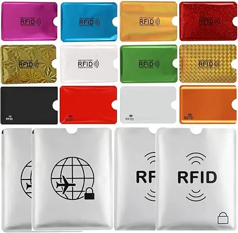 16 RFID Blocking Sleeves Set (12 Colorful Credit Card Protector RFID Blocking Sleeve & 4 RFID Passport Holder). Effectively Prot