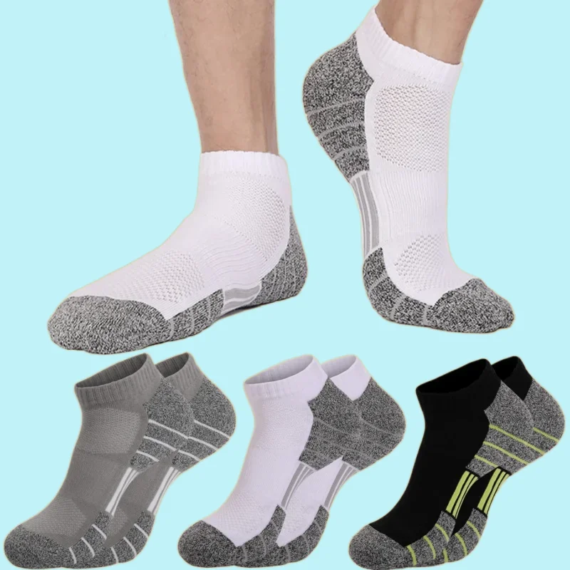 Meias esportivas de corte baixo masculinas, meias de corrida, absorção de suor, curtas, respiráveis, alta qualidade, 3, 6 pares