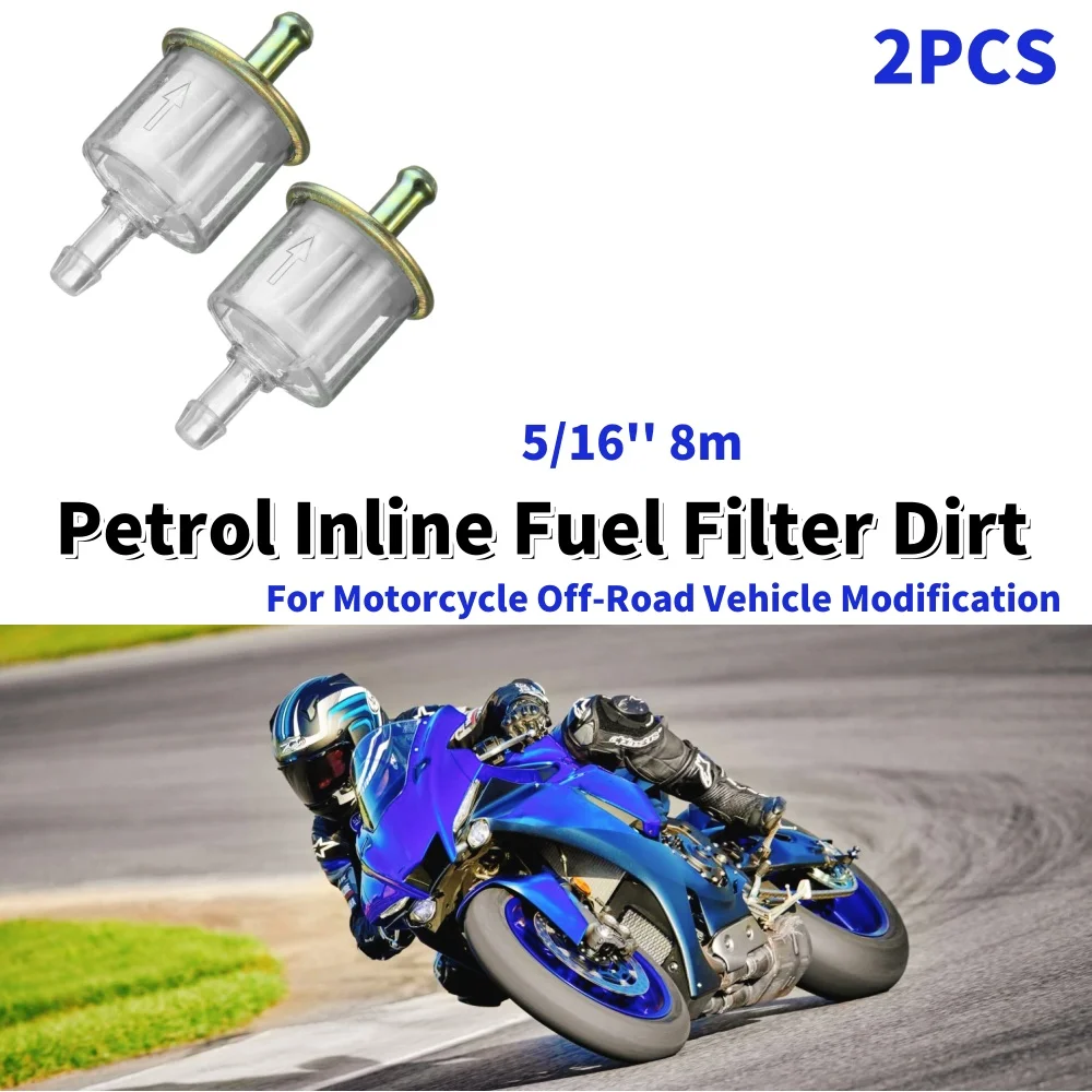 2PCS Petrol Inline Fuel Filter With Iron Ring Universal Dirt Oil Cup Oil Jug Filter For Motorcycle Off-Road Vehicle Modification