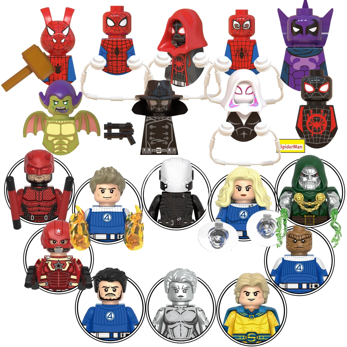 

Blind Box Mini Building Blocks WM6052 Figures Big Goblin Spiderman Iron Man Venom Captain Hawk Deadpool Armor Christmas Gift Toy