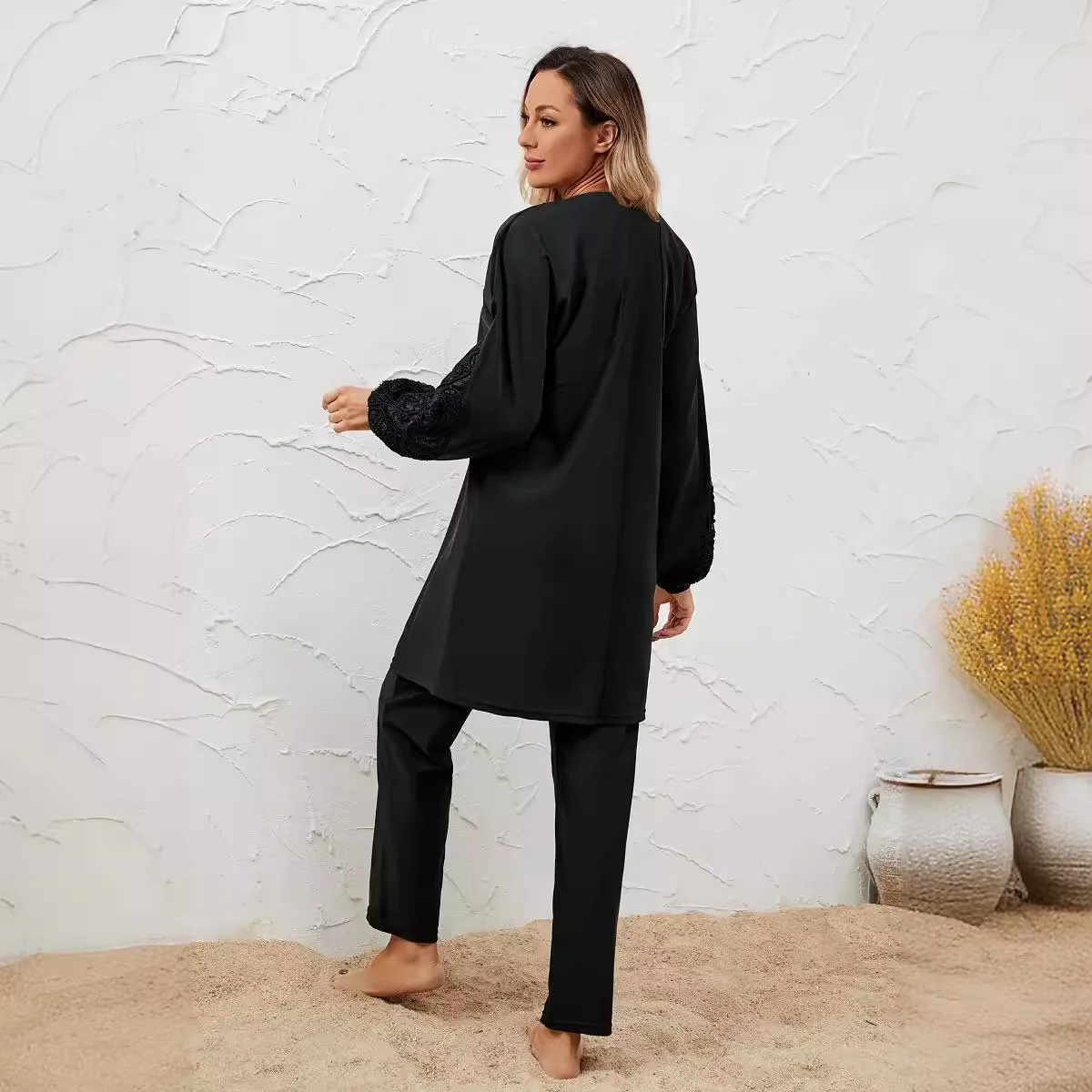 Islamic Women Muslim Swimwear Long Dress and Pants Burkini Swimsuit Modest Swim Surf Wear Sport Full Suit Swimming 3 Piece Sets