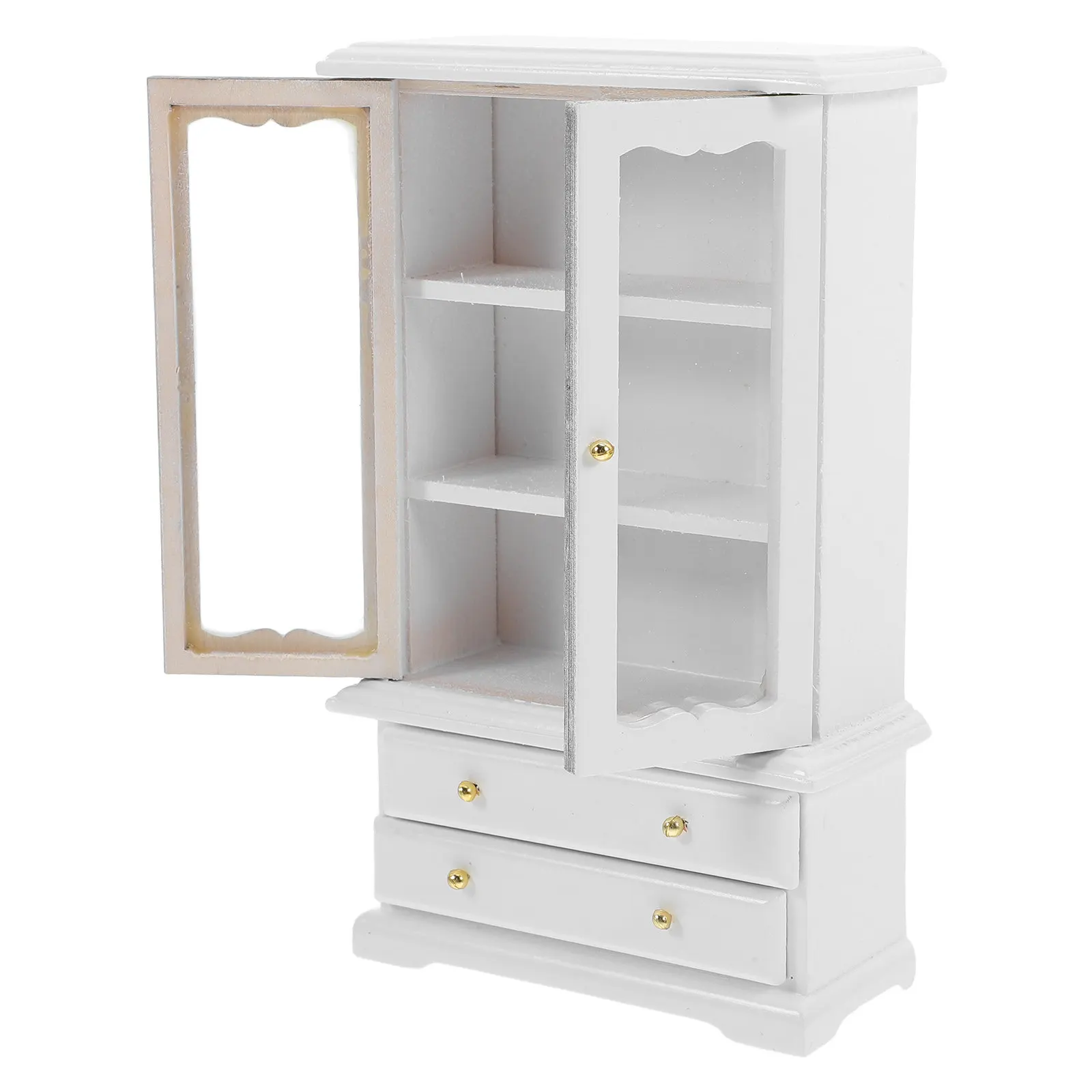 

Miniature Wooden Bookshelf Mini House Furniture Small Storage Display Cabinet for Dollhouse Kids Room Living Room Decoration