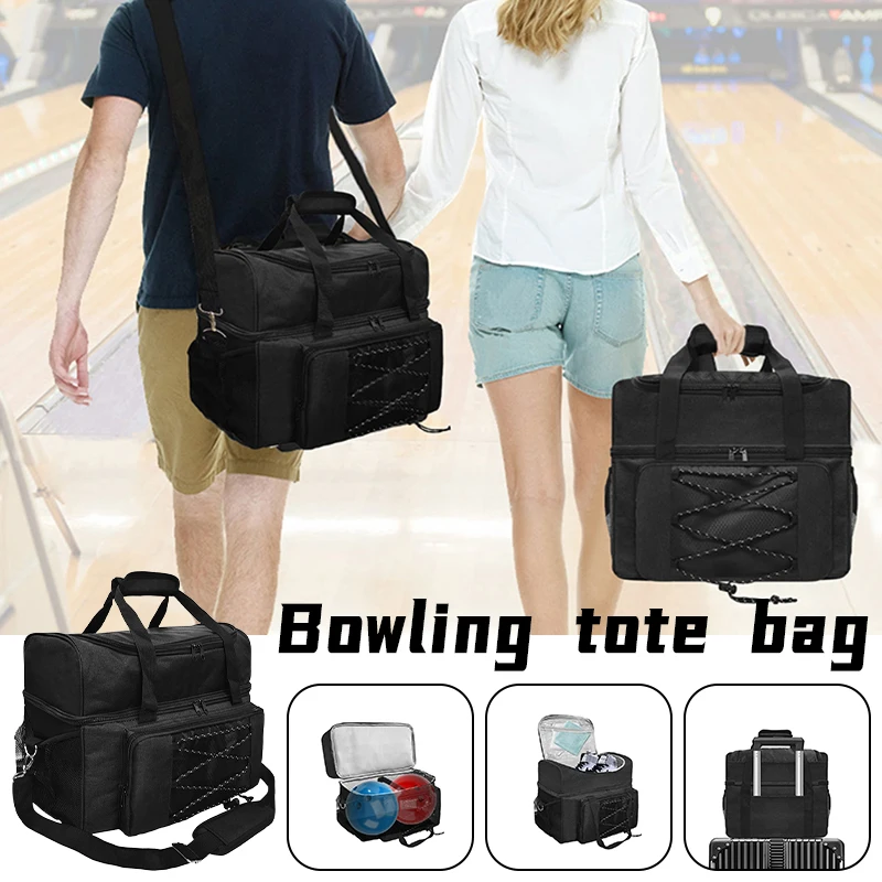 

Premium 2 Ball Bowling Bag - Heavy-Duty Tote with Padded Dividers & Cup Holders for Dual Ball Storage Large Capacity