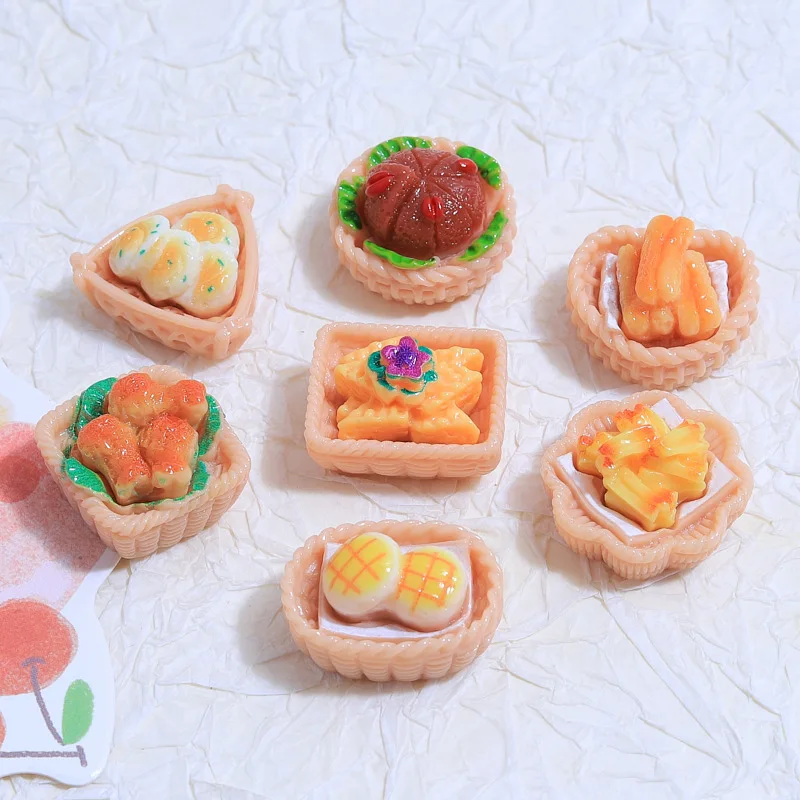 10pcs Resin Picnic Foods Mixed Collection Flatbacks DIY Crafts Cabochon Decoration Scrapbooking Cardmaking Accessory Slime Charm