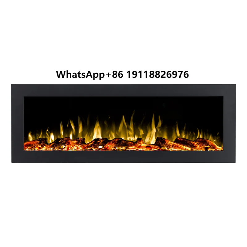 

Modern Electric Fireplace Heater Embedded Wall Wifi Remote Control in French & English Durable Metal for Indoor Use