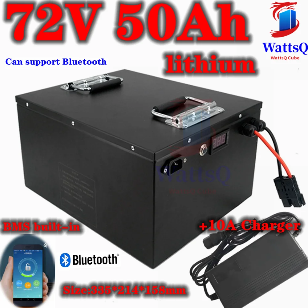 

Литий-ионный аккумулятор bms 20s, 72 В, 50 Ач, для RV-EV электромобиля, источник питания для электрического мотоцикла, электробайка + зарядное устройство 10 А