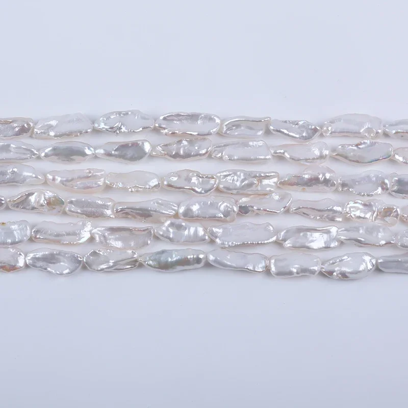 10-11mm wide White Biwa Freshwater Pearl zhuji pearl Strands Straight Hole for jewelry making