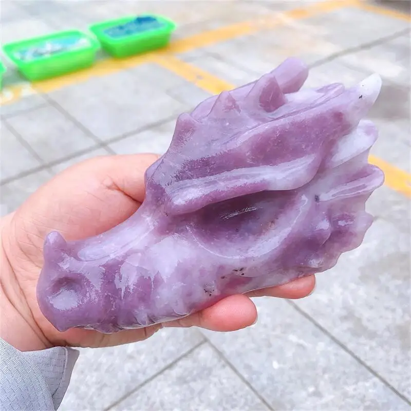 

15CM Natural Blue Aventurine Dragon Skull Crystal Carved Polished Animal Powerful Statue Crafts For Home Decoration Gift 1PCS