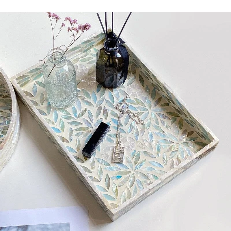 Natural Shells Decorative Storage Tray Jewelry Earrings Organizer Trays Dresser Table Box Cosmetics Container