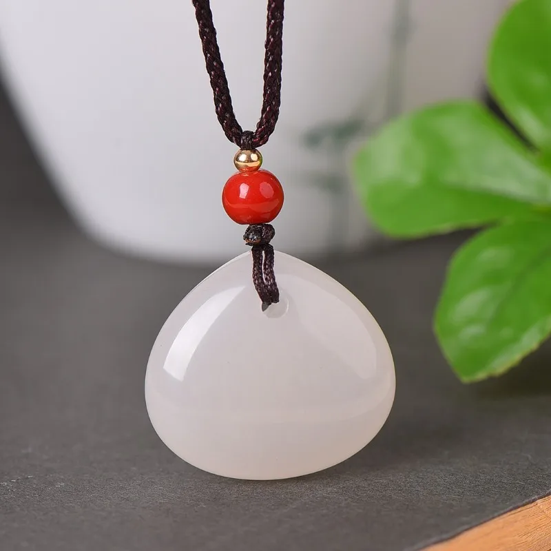 

Natural Gold Silk Jade Water Drop Pendant, Classic Simple Necklace.