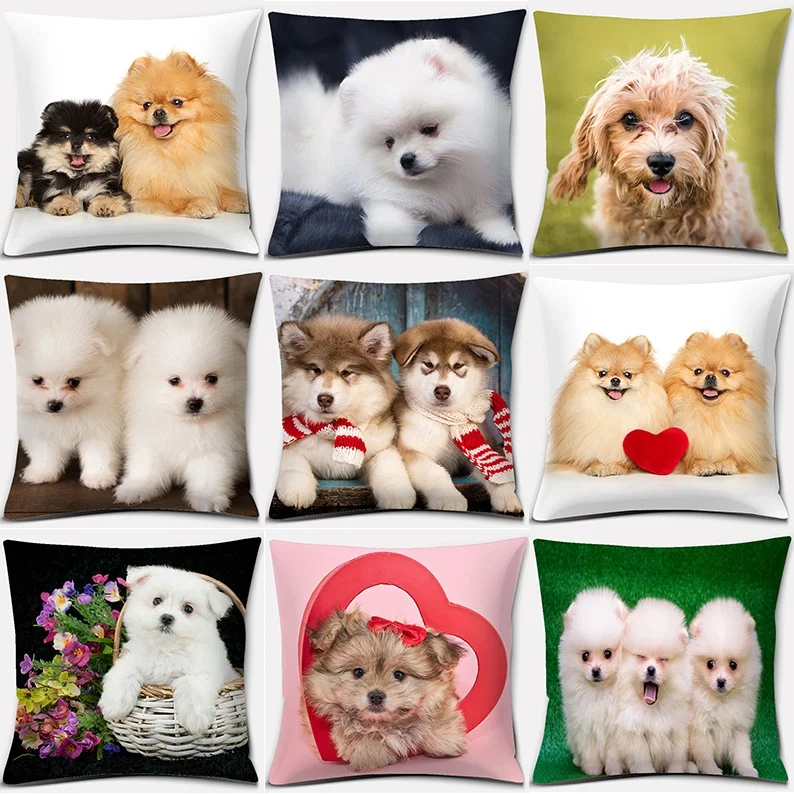 

Dog Pattern Square Decorative Pillowcase Living Room Sofa Cushion Pillow Home Decoration