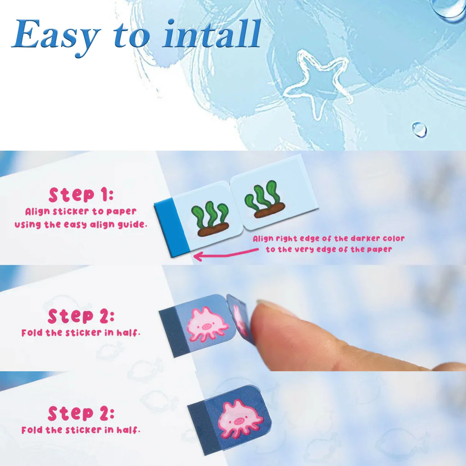 علامات تبويب ملصقات Sea Creature Lil Tab، ملصقات لطيفة على شكل مخلوق البحر Buddy Lil IndexTabs للتنظيم، قم بتنظيم كتابك/دفاتر الملاحظات