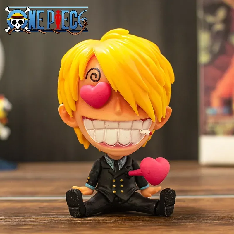 Een Stuk Cartoon Anim Figuur Zitten Luffy Roronoa Sanji Nami Usopp Brooke Actiefiguren Auto Ornamenten Speelgoed Geschenken Home Decor