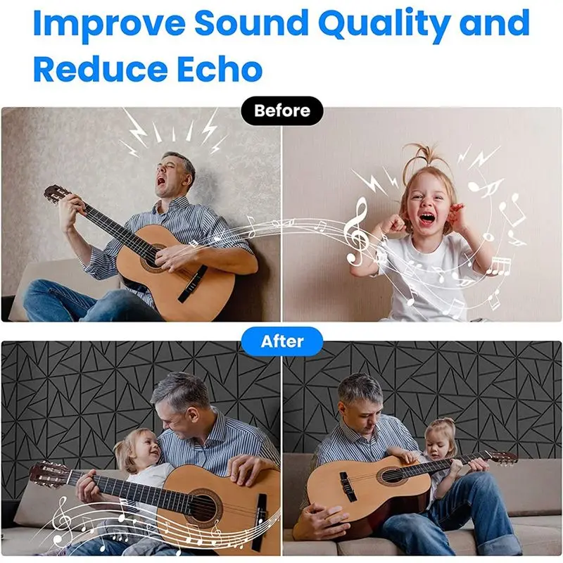 ABDD HOT  16PCS Self-Adhesive Acoustic Panels,Square Sound Proof Foam Panels,12x12x0.4In High Density Soundproof Wall Panels,Bla