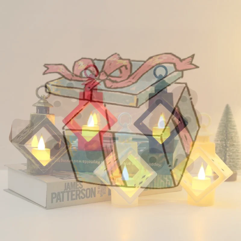 Retro LED Electronic Candle Lamp Glowing Hanging Light Vintage Simulation Candle Light Lamp For Christmas Party Home Table Decor