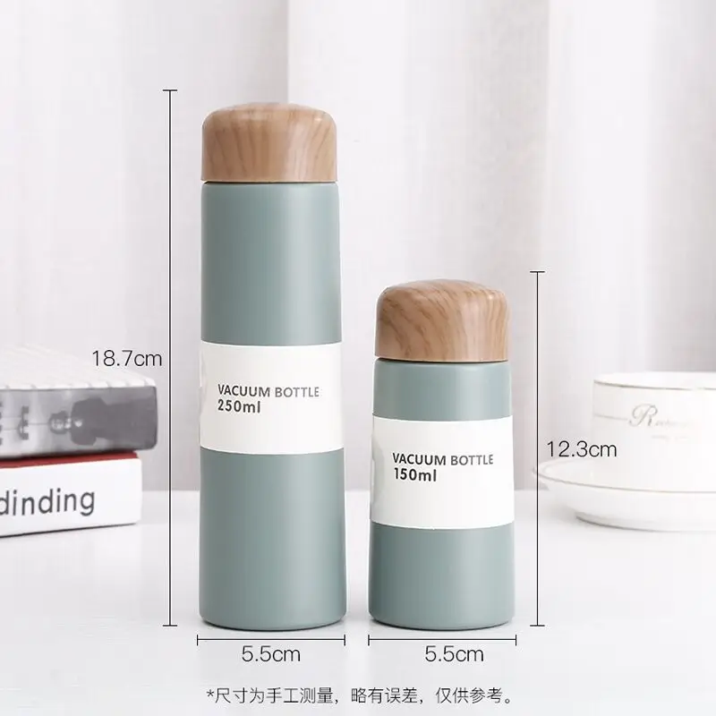 Portable Stainless Steel Thermos Cup, Cute Mini Pocket Cup, Wood Grain, Small Capacity, Personalized Water Cup, Student