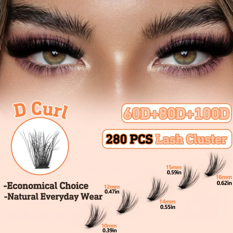 Pestañas DIY Profesionales para Extensión, 10-16mm, Postizas Gruesas, Mezcla 0.07mm, Curva D, Ojo de Gato para un Look Esponjoso y Dramático 3