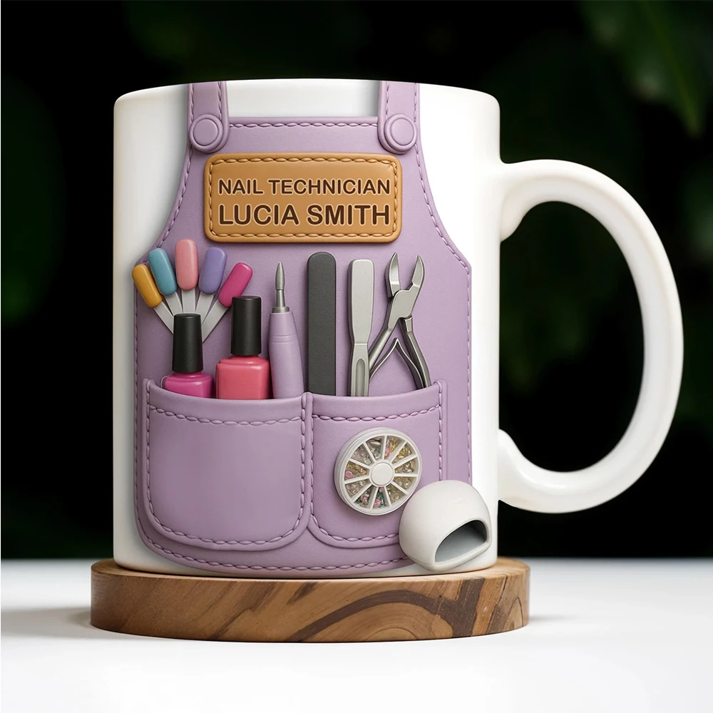 Essentiels pour technicien d'ongles, vernis à ongles et outils, tasse à café personnalisée, cadeau pour les professionnels de beauté