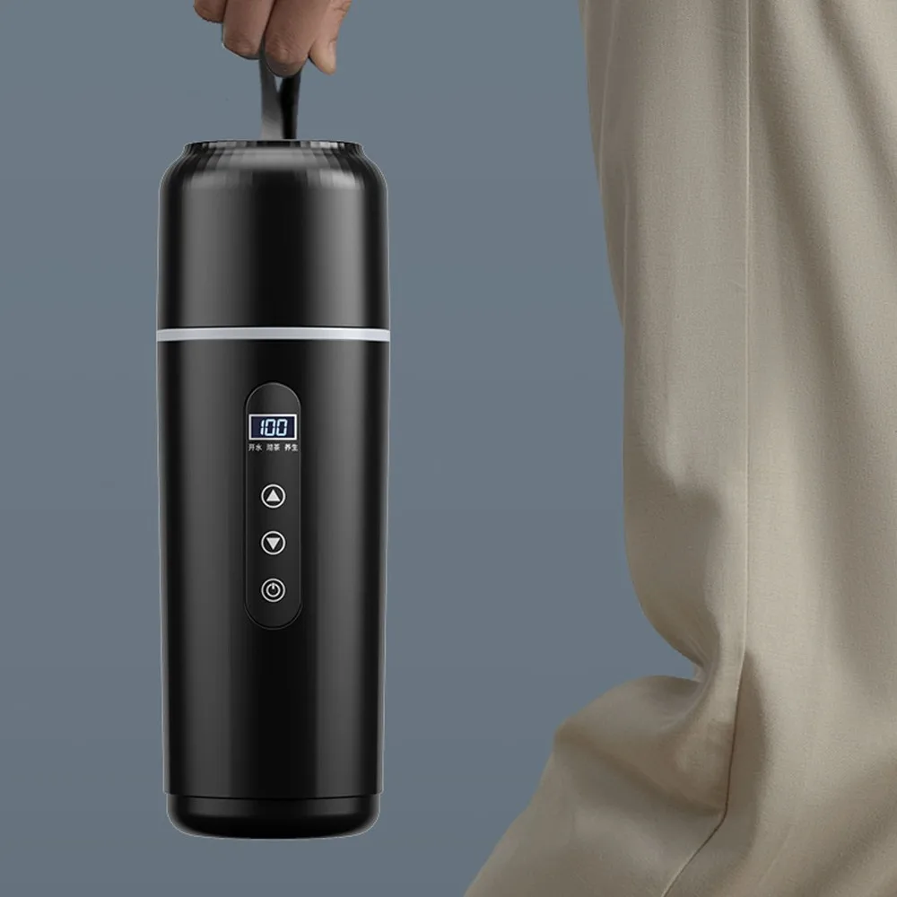 500ml Car Heating Cup Rustless Steel Practical Portable Electric Kettle Temperature Adjustable 12V 24V Water Boiler Travel Use