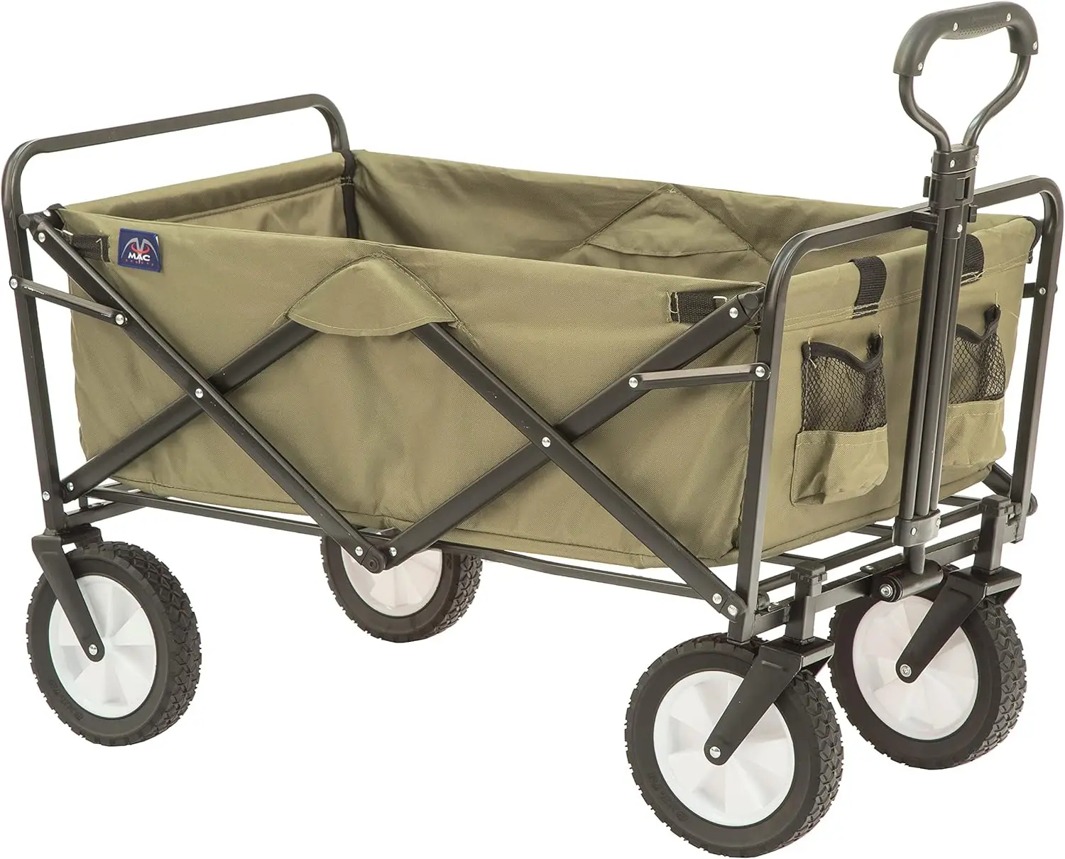 

Folding Steel Frame Garden Utility Wagon Cart, Green (for Parts)