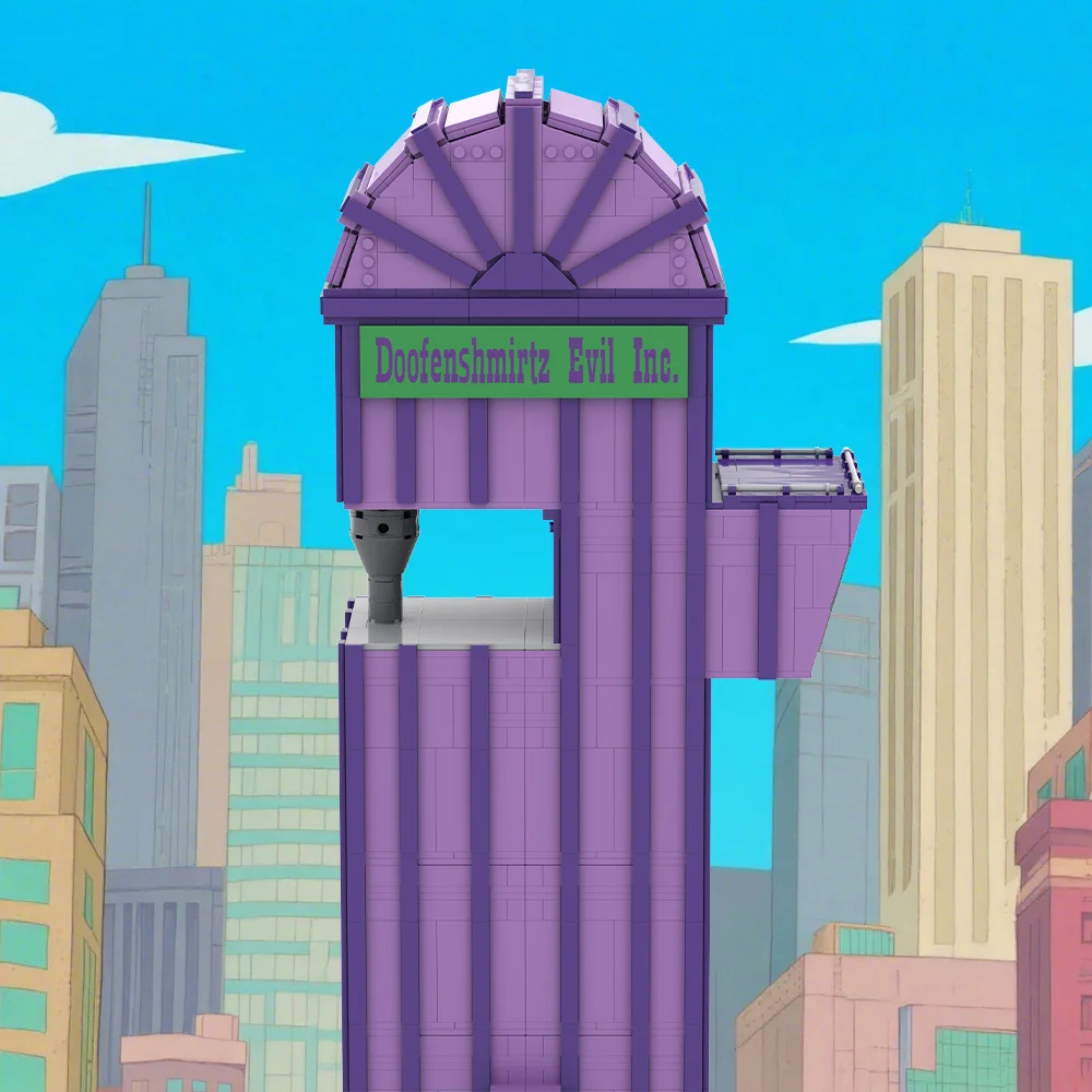 MOC Doofenshmirtz Evil Incorporated Bausteine Modell Phineas und Ferb Dr. Heinz Doofenshmirtz Bausteine Montage Spielzeug