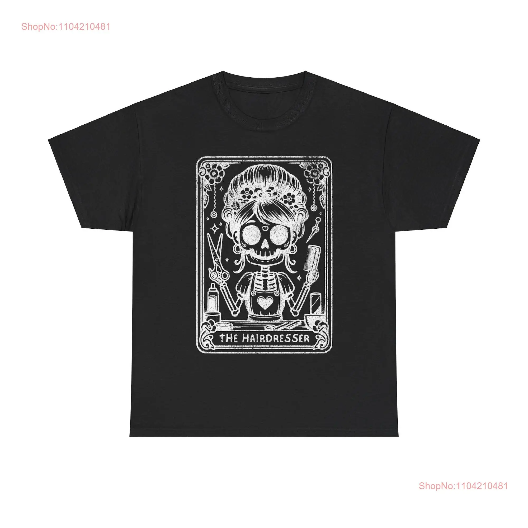 Funny Tarot Skeleton Skull Hair dresser Stylist Hairdresser T shirt Heavy Cotton long or short sleeves