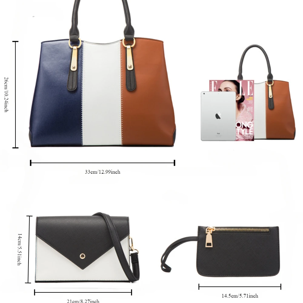 2024 New Fashion Color Collision Women's Bag Women's Handbag Single Shoulder Crossbody Bag  Four Ladies Bag