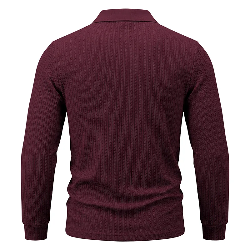 Herren Herbst-Winter US-Größe Jacquard Schlangenmuster Langarm-Poloshirt, Lässiges Einfaches Revers-Unterhemd – Detail 22