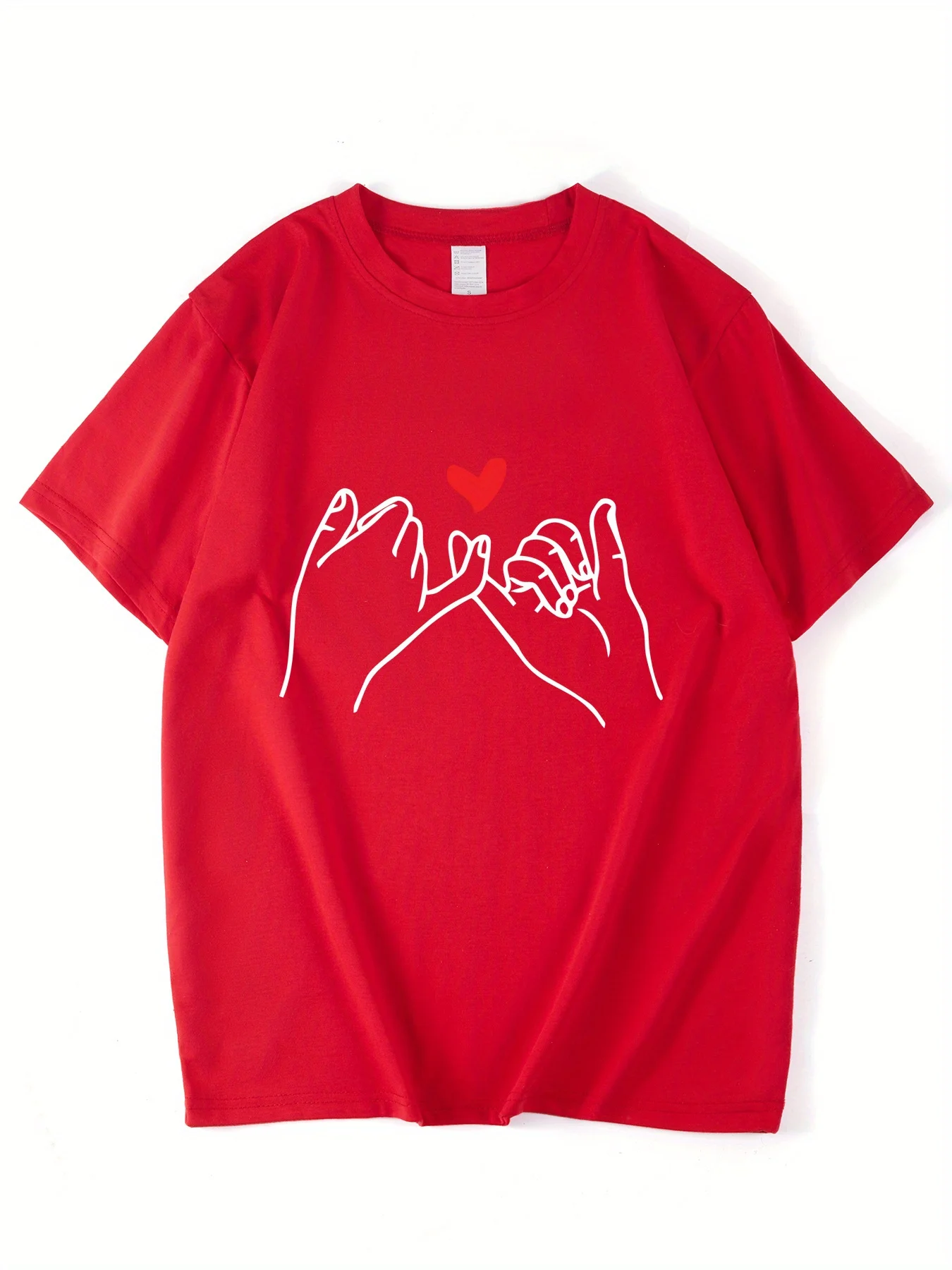 화이트 하트 디자인 슬리브 풀오버 여성용 캐주얼 스포츠웨어 발렌타인 데이 사랑 제스처 그래픽 미니멀리스트