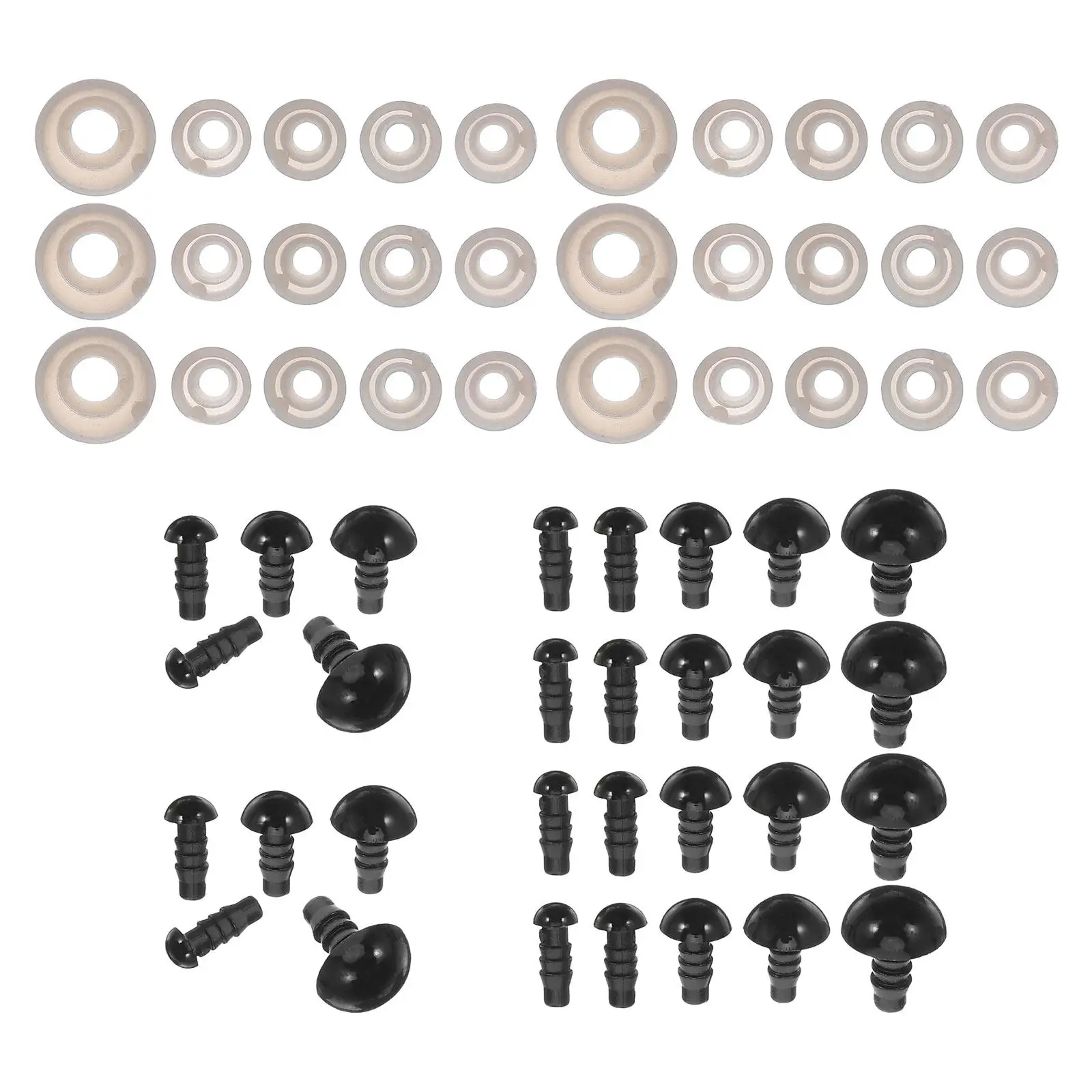 

500Pcs Plastic Safety Eyes for Crafts: Assorted Sizes Bright Glossy Animal Eyes with Washers for Stuffed Animals Crochet