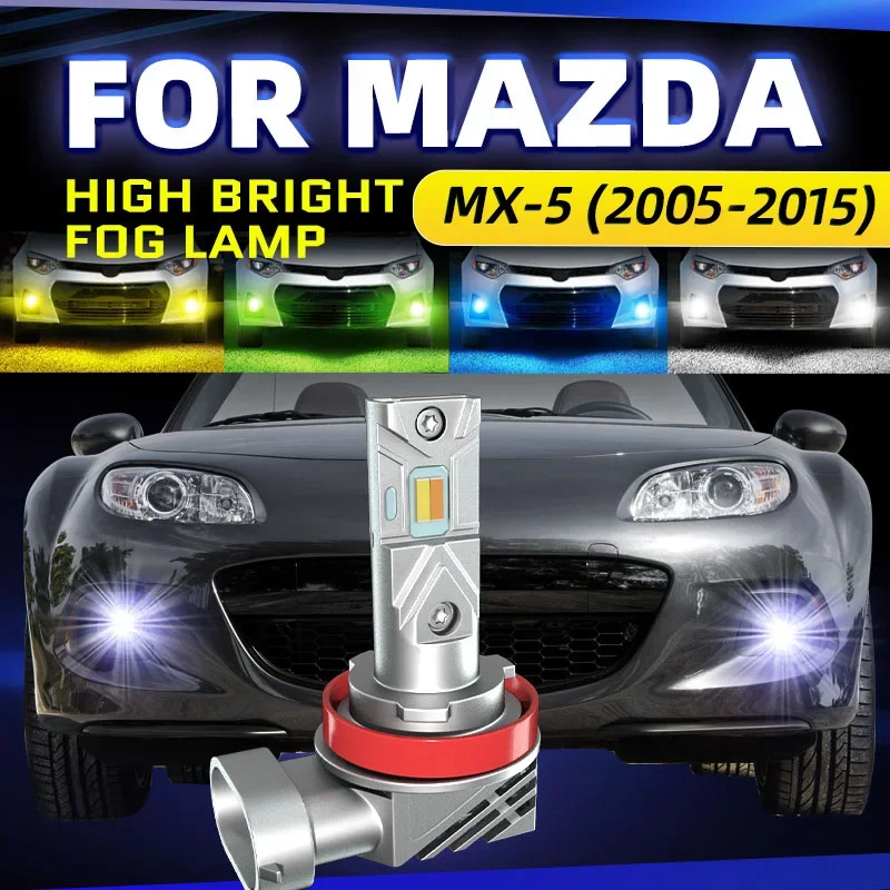 2pcs Car LED Front Fog Light Bulbs White Yellow Dual Color Switchback Lamp For Mazda MX-5 Mk 3 III NC Miata 2005 2006-2013 2014