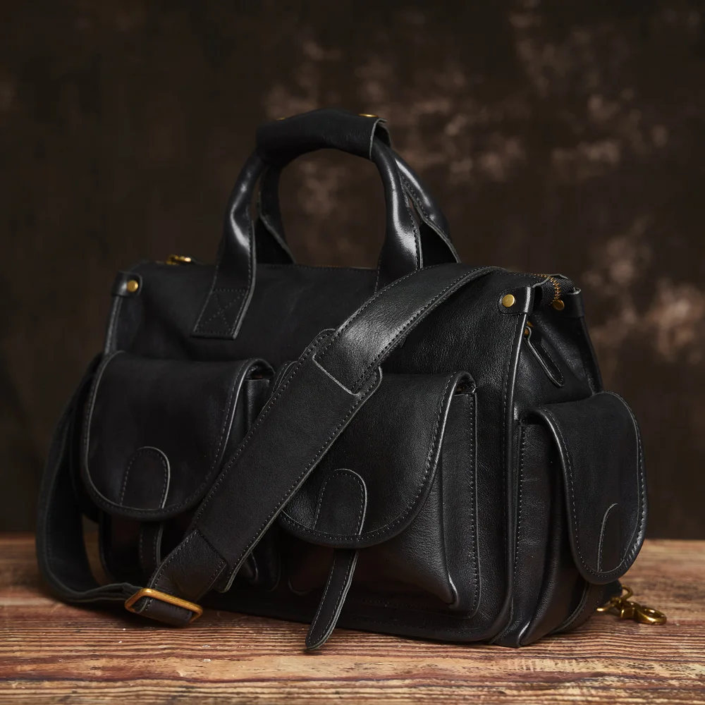 Nupugoo Vintage Echt leder Herren Aktentasche Umhängetasche verrückte Pferd Leder Handtasche mit 16-Zoll-Laptop – Detail 30