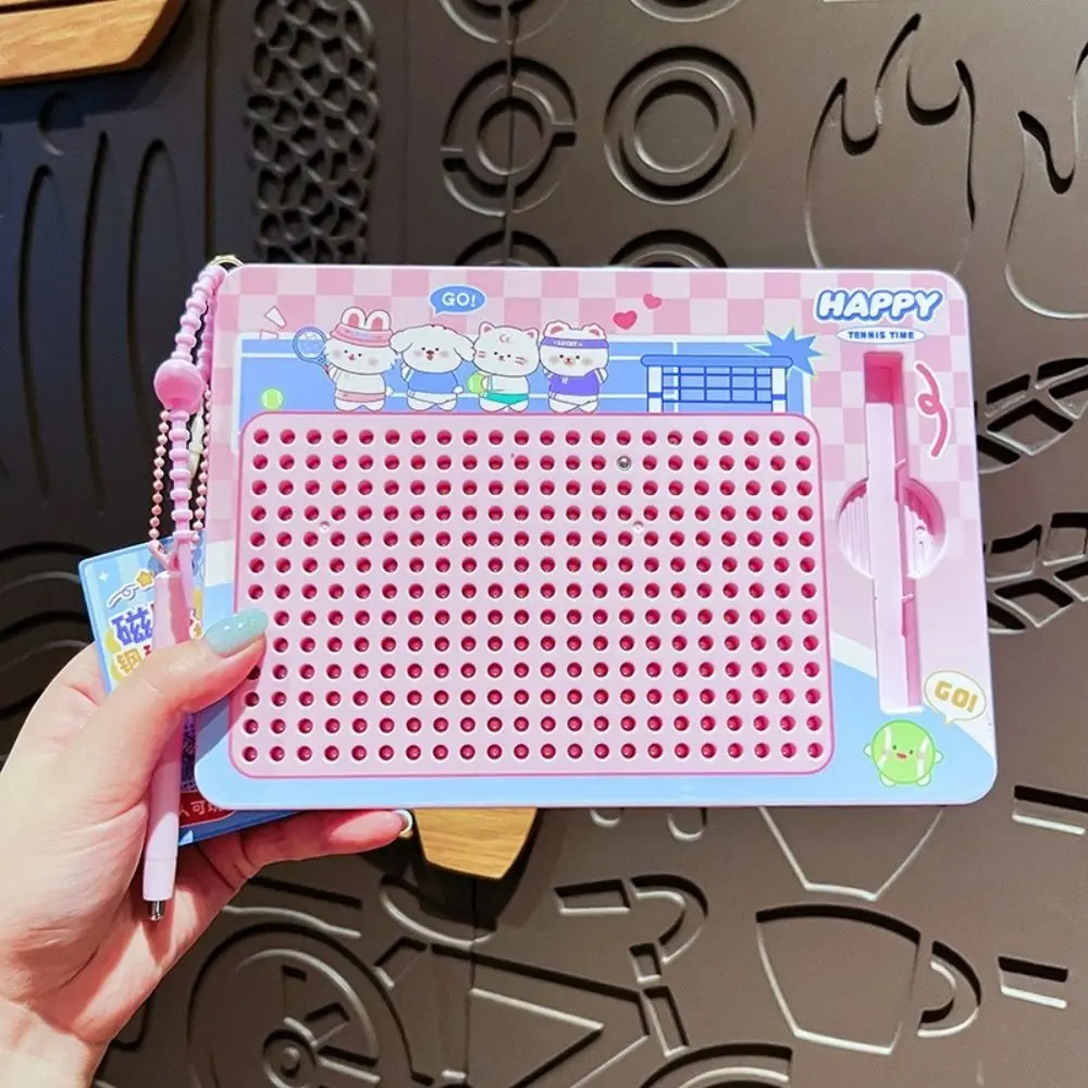 Cute Magnetic Steel Ball Drawing Board Cartoon Fun Doodle Board Keychain Sketch Pad Puzzle Writing Pad Bag Pendant for Backpack